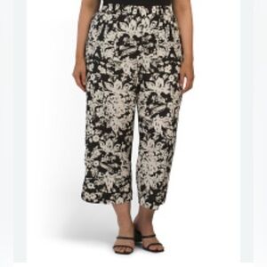 Christian Siriano Women's Cream and Black Linen Trousers 3X
